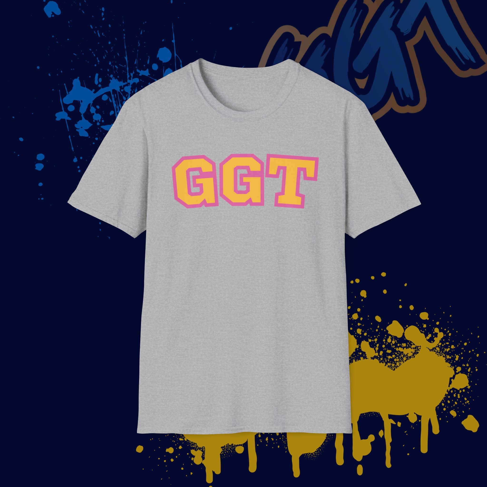 GGT Collegiate Unisex T-Shirt — Pink & Gold Lettering