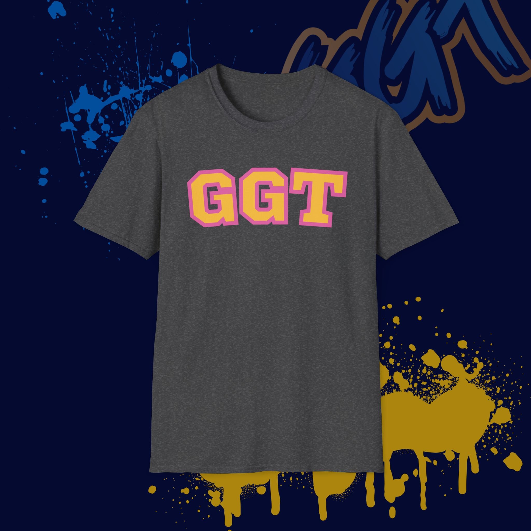 GGT Collegiate Unisex T-Shirt — Pink & Gold Lettering