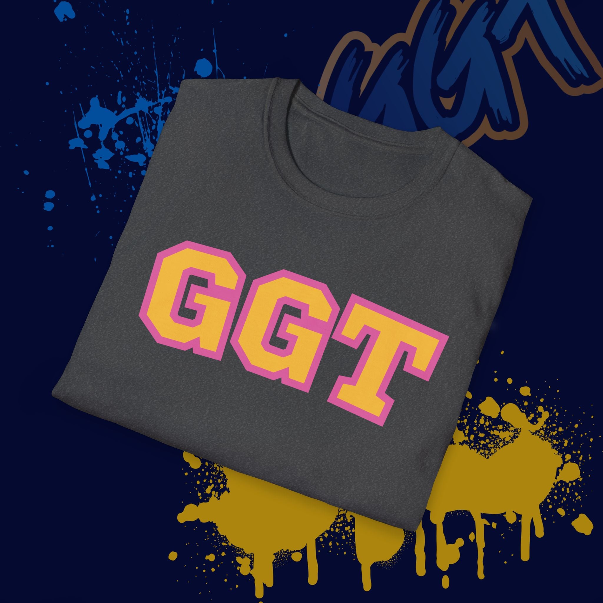 GGT Collegiate Unisex T-Shirt — Pink & Gold Lettering