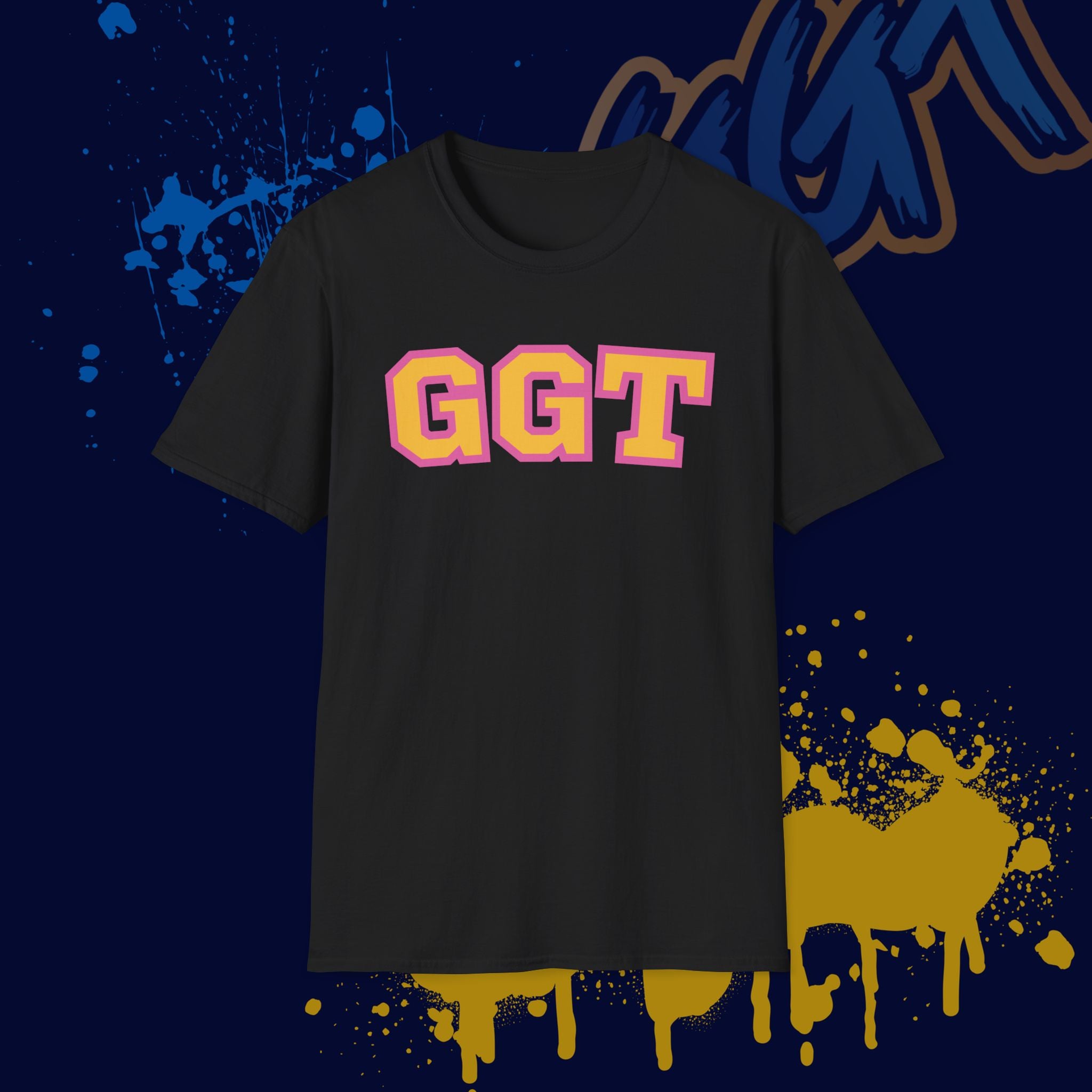 GGT Collegiate Unisex T-Shirt — Pink & Gold Lettering